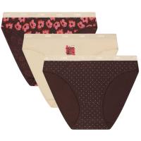 Braga mujer algodón elástico, marron talla P DIM, pack 3 uds