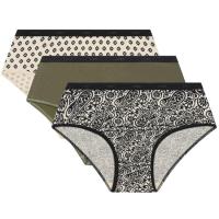 Bóxer mujer algodón elástico, negro/kaki talla P DIM, pack 3 uds