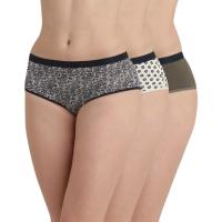 Bóxer mujer algodón elástico, negro/kaki talla P DIM, pack 3 uds