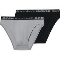 Slip hombre algodón elástico, gris/negro talla L ABANDERADO, pack 2 uds