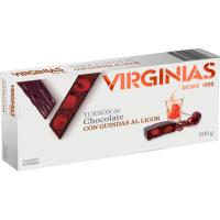 Turrón de chocolate con guindas al licor VIRGINIAS, caja 200 g Turrón de chocolate con guindas al licor VIRGINIAS, caja 200 g