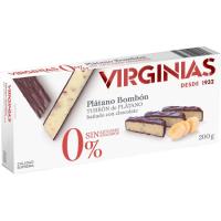 Turrón de plátano y chocolate 0% s/ azúcar VIRGINIAS, caja 200 g