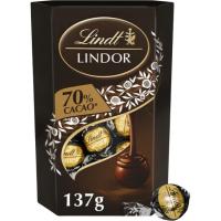 Bombones negro 70% LINDT CORNET LINDOR, caja 137 g