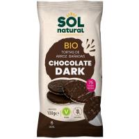 SOLNATURAL Bio arroz opilak txokolate beltzarekin, paketea 100 g