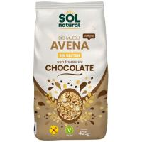 Muesli de avena-chocolate s/ gluten Bio SOLNATURAL, bolsa 425 g