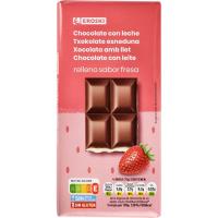 Chocolate con leche relleno de fresa EROSKI, tableta 100 g