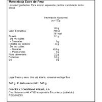 Mermelada extra de pera HELIOS, frasco 340 g