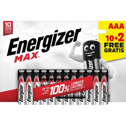 Pila alcalina AAA MAX LR03 ENERGIZER, 10+2 uds