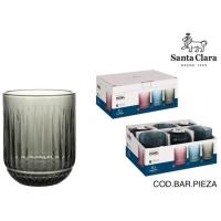 Vaso de vidrio tallado verde Odiel SANTA CLARA, 270 ml