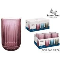 Vaso alto de vidrio tallado morado Odiel SANTA CLARA , 430 ml