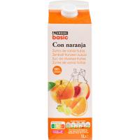 Zumo exprimido con naranja EROSKI BASIC, brik 1 litro