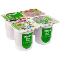Postre con base de soja y frutos rojos EROSKI, pack 4x100 g