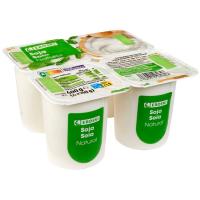 Postre con base de soja natural EROSKI, pack 4x100 g