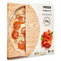 Pizza de pepperoni larga fermentación EROSKI, caja 360 g