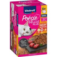 Alimento de pollo y ternera para gato POESIE DELICE, pack 6x85 g