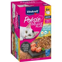 Alimento de pollo y salmón para gato POESIE DELICE, pack 6x85 g