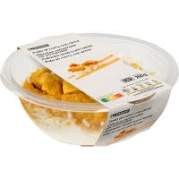 Pollo al curry con arroz EROSKI, bandeja 250 g