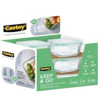 Hermético cristal borosilicato cuadrado 800 ml Keep&Go CASTEY, 15x15x6 cm