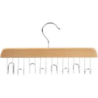 Percha de madera con 8 ganchos metálicos para cinturón o corbatas, 28x16 cm