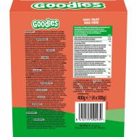 Bolsita de melocotón, manzana y plátano GOODIES, pack 4x100 g
