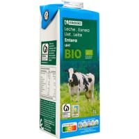 Leche entera ecológica EROSKI, brik 1 litro