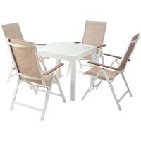 Mesa Oñati extensible, aluminio, cristal temperizado 5 mm, 80/160x80x75 cm