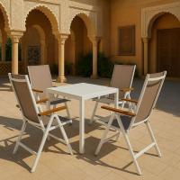 Mesa Oñati extensible, aluminio, cristal temperizado 5 mm, 80/160x80x75 cm