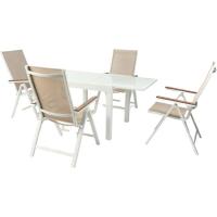 Sillón Oñati aluminio blanco y textilene, 8 posiciones plegable, 61,5x67x110 cm