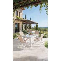 Sillón Oñati aluminio blanco y textilene, 8 posiciones plegable, 61,5x67x110 cm