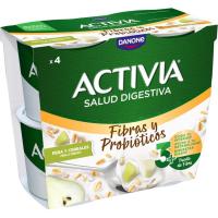 Leche fermentada con cereales y pera ACTIVIA, pack 4x115 g