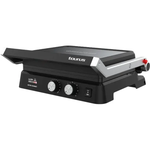 Grill Bistro Gourmet, color negro, con tapa superior basculante TAURUS Grill Bistro Gourmet, color negro, con tapa superior basculante TAURUS