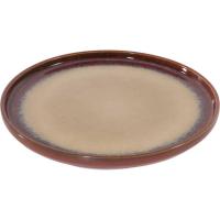 Plato llano Reactive con borde color burdeos KASA, 26,5cm