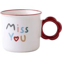 Taza Miss You con asa roja en flor 410 ml KASA, 9x7,5x9,7 cm