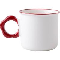 Taza Keep Smiling con asa roja en flor 410 ml KASA, 9x7,5x9,7 cm