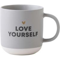 Taza gris Love Yourself 365 ml KASA, 9,3x6x8,5 cm