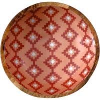 Bol de madera con rombos rosas KASA, 7x19x19cm