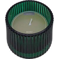 Vela en vaso de vidrio verde, 120 gr, esencia sal marina KASA, 8x8x8 cm