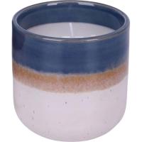 Vela en vaso de cerámica en azul y blanco, 550 gr KASA, 9,5x9,3x9,3 cm