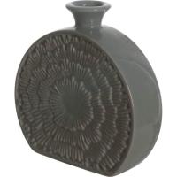 Jarrón verde semiredondo KASA, 15,6x4,6x15 cm