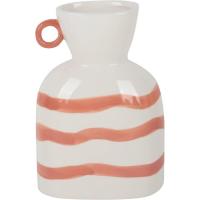 Jarrón blanco con rayas naranjas KASA, 19,5x7,5x13cm