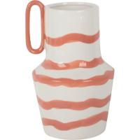 Jarrón blanco con rayas naranjas KASA, 23,5x14x14,5cm