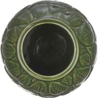Jarrón verde de hojas KASA, 11,5x12,5x11,5cm