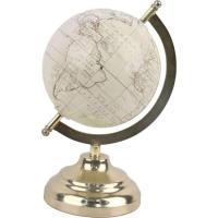 Globo terraqueo blanco base dorado KASA, 21,5x12,7x12,7cm
