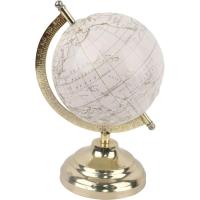 Globo terraqueo blanco base dorado KASA, 21,5x12,7x12,7cm