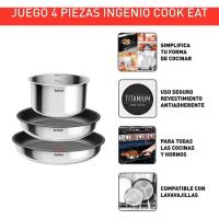 Sarten de Ø20 y 22 cm + cazo Ø16 cm, acero inox, mango extraible Ingenio TEFAL, set 4 uds