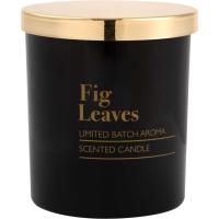 Vela en vaso de vidrio negro con tapa, 165 gr, Fig Leaves KASA, 9x8x8 cm
