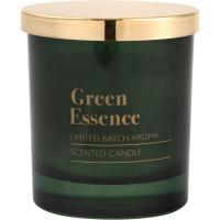 Vela en vaso de vidrio verde con tapa, 165 gr, Fig Leaves KASA, 9x8x8 cm