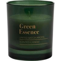 Vela en vaso de vidrio verde con tapa, 165 gr, Fig Leaves KASA, 9x8x8 cm