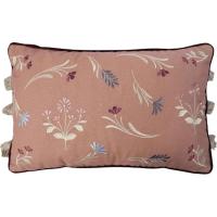 Cojín rectangular rosa con flores bordadas KASA, 30x50 cm
