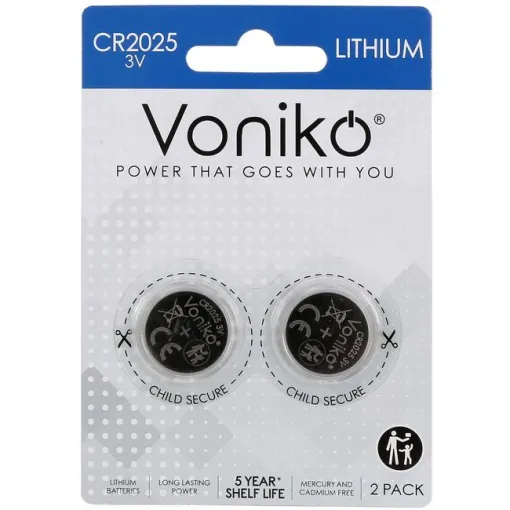 VONIKO CR2025 litiozko botoi pila, 3V, sorta 2 ale